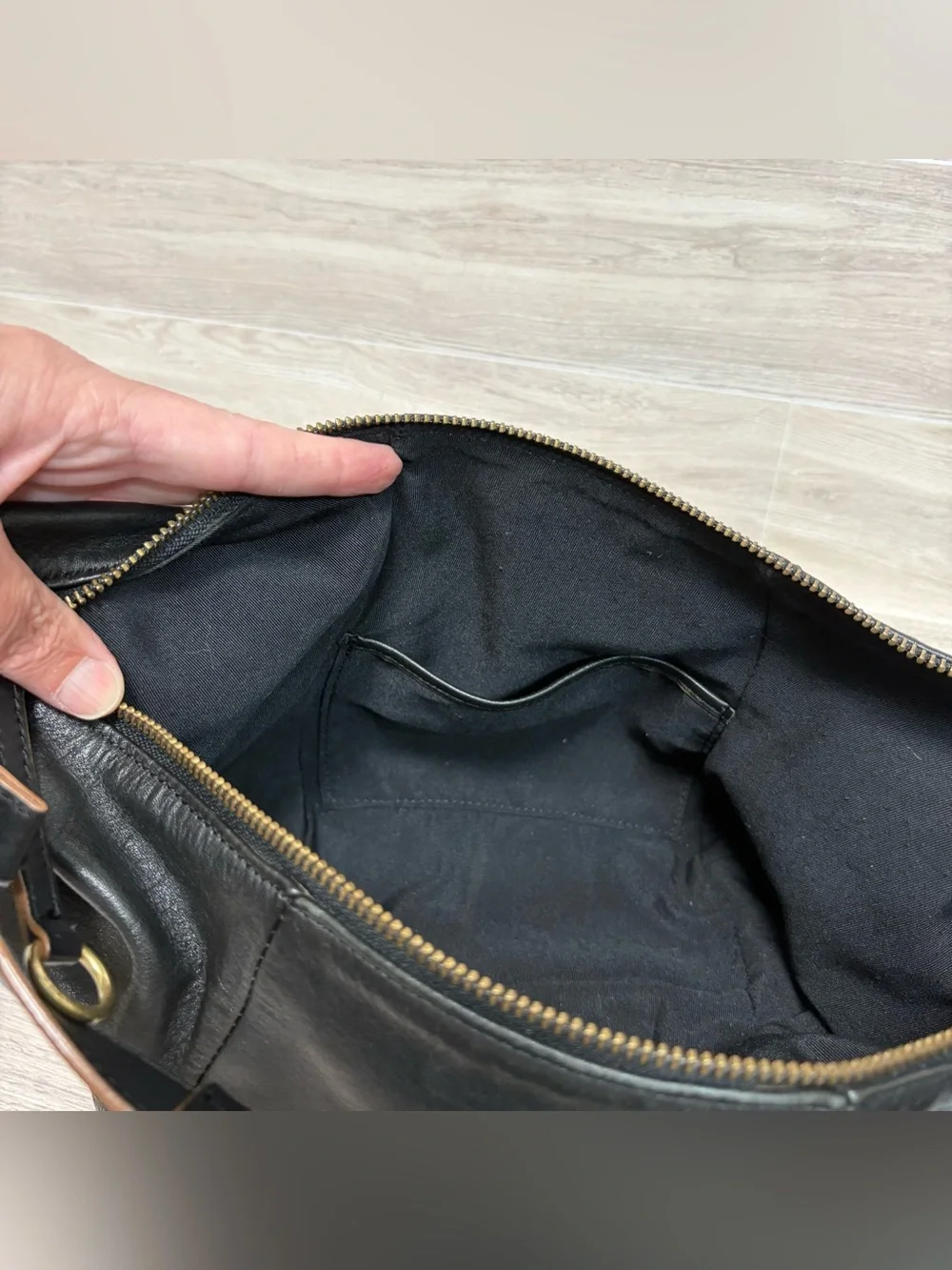 VTG Danier Black Leather Hobo Shoulder Bag